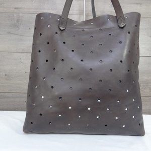 Madewell Perforated Transport Browne Leather Tote Shoulder Bag